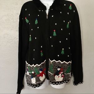 Vintage Ugly Christmas Sweater Full Zip